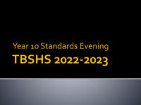 Year 10 Standards Evening Presentation, September 2022