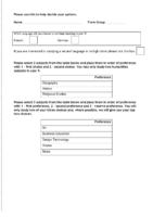 Student Choices Form 2024
