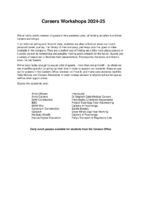 Career Workshops 2024-25  (Updated)