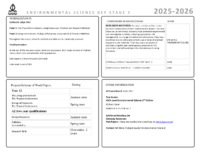 Curriculum Maps KS5 Environmental Science, 2025-26